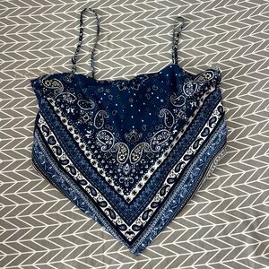 Blue Bandana Crop Top with adjustable Straps